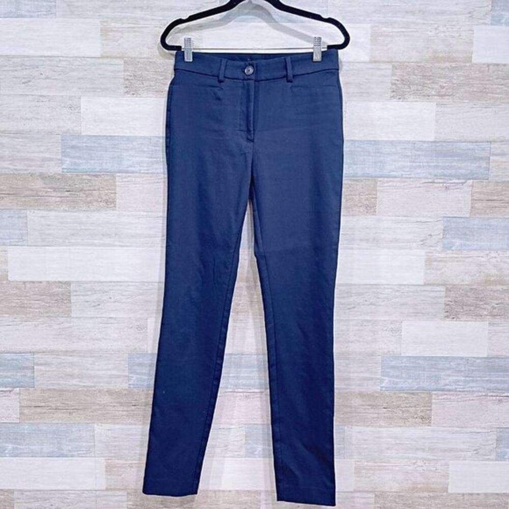 LOFT Skinny Stretch Dress Pants Navy Blue Mid Rise Cotton Work Career Womens 2R